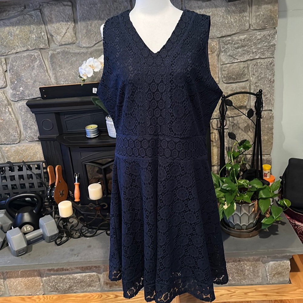 Chatter Club crocheted navy dress